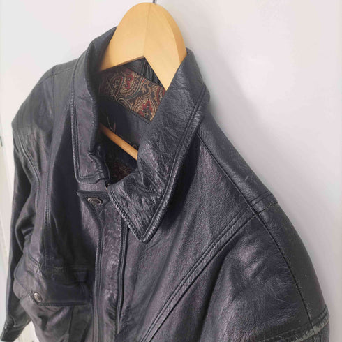 VITTO NIERO A-2 比翼ジップ レザー ジャケット 裏地ペイズリー柄 肩パッド メンズ 48