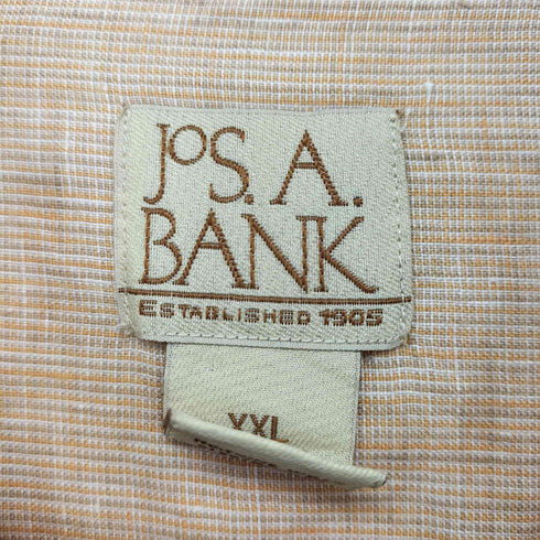 ジョスエーバンク Jos A Bank リネン100 ウッドボタン 半袖 チェック柄 シャツ メンズ XXL