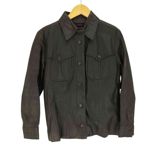 SISLEY 本革 クロコ型押し ウエスタンライク レザー ジャケット レディース import:S
