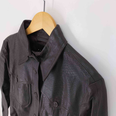 SISLEY 本革 クロコ型押し ウエスタンライク レザー ジャケット レディース import:S