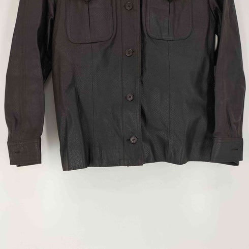 SISLEY 本革 クロコ型押し ウエスタンライク レザー ジャケット レディース import:S