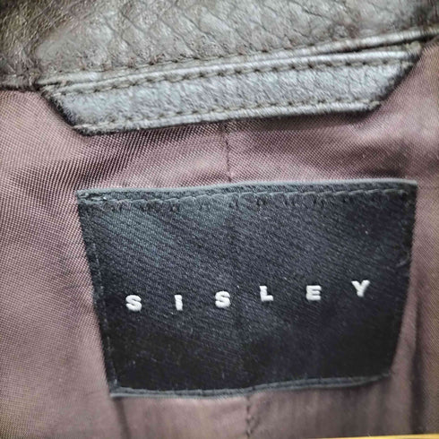 SISLEY 本革 クロコ型押し ウエスタンライク レザー ジャケット レディース import:S