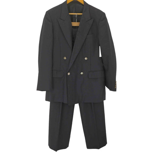 バーバリーズ BURBERRYS 80-90S OLD WOOL&MOHAIR ウール モヘア 45% 裏地背抜き ダブル テーラード ジャケット 紺ブレ スラックス セットアップ メンズ AB7