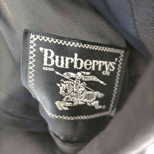バーバリーズ BURBERRYS 80-90S OLD WOOL&MOHAIR ウール モヘア 45% 裏地背抜き ダブル テーラード ジャケット 紺ブレ スラックス セットアップ メンズ AB7