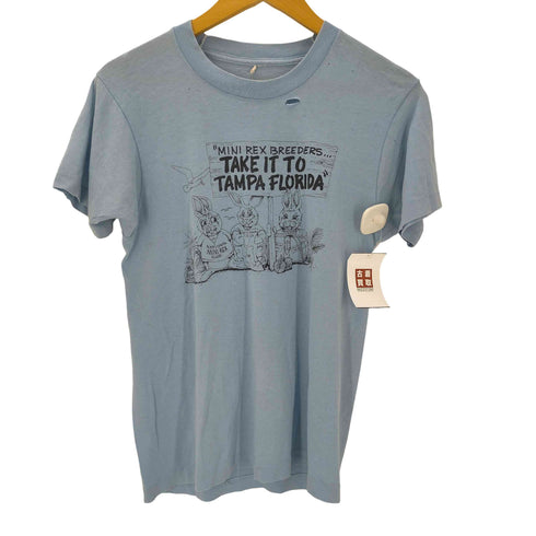 80-90S 両面 ラビット プリント S/S Tシャツ シングル ステッチ 襤褸 ボロ メンズ