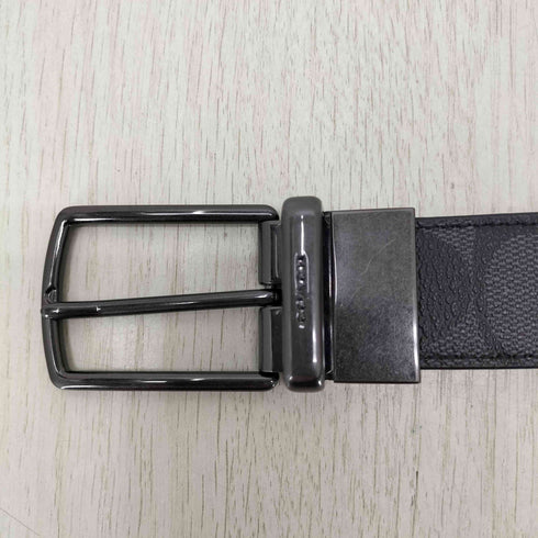 コーチ COACH シグネチャー モノグラムレザーベルト CQBK チャコールブラック メンズ L21 92