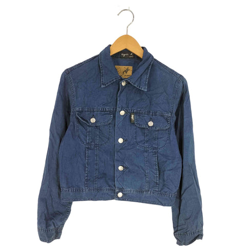 アニエスベー agnes b. jeans 90S フランス製 短丈 インディゴ染め トラッカージャケット レディース JPN:1