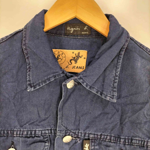 アニエスベー agnes b. jeans 90S フランス製 短丈 インディゴ染め トラッカージャケット レディース JPN:1