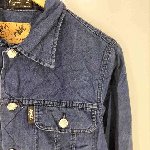 アニエスベー agnes b. jeans 90S フランス製 短丈 インディゴ染め トラッカージャケット レディース JPN:1