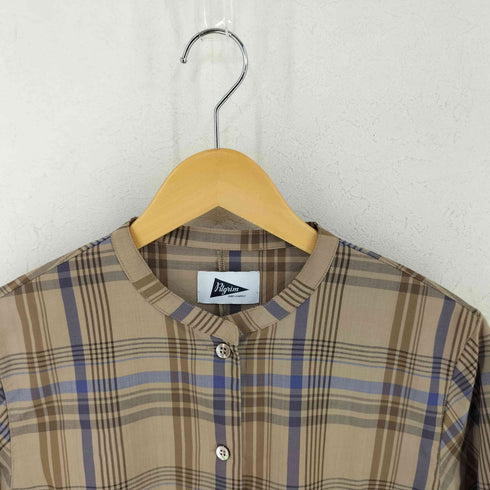 ピルグリムサーフプラスサプライ Pilgrim Surf+Supply チェックバンドカラーシャツワンピース レディース 1