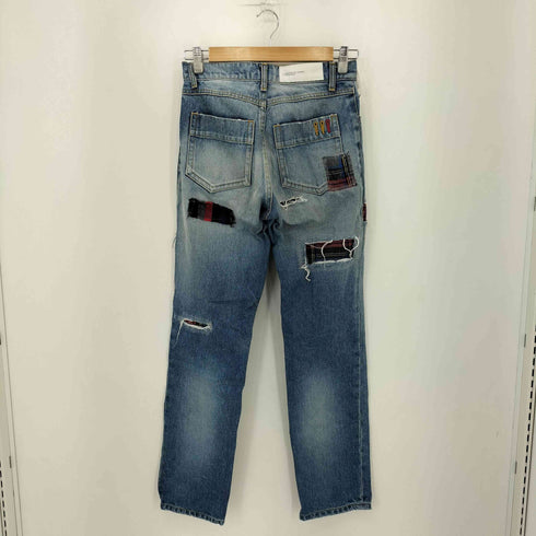 ダブルスタンダードクロージング DOUBLE STANDARD CLOTHING リメイク パッチワーク チェック デニムパンツ レディース 34