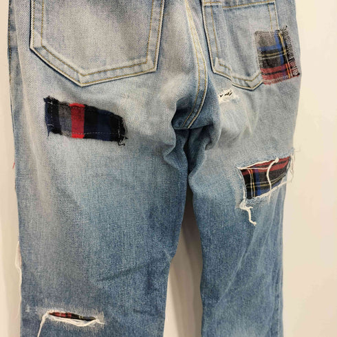ダブルスタンダードクロージング DOUBLE STANDARD CLOTHING リメイク パッチワーク チェック デニムパンツ レディース 34