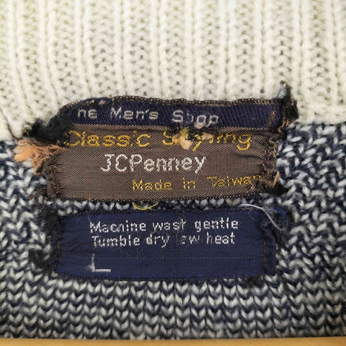 ジェーシーペニー JC Penney 80S 台湾製 ノルディック柄 ケーブルニット メンズ L