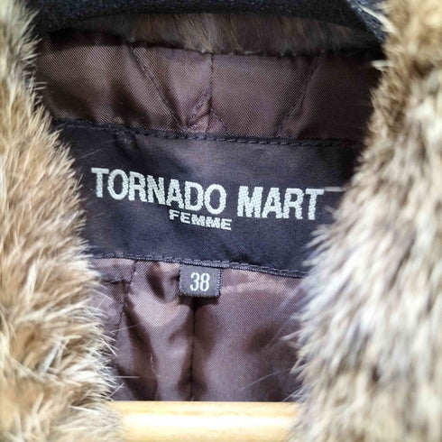 トルネードマートファム TORNADO MART FEMME ダークデニム ラビットファーロングコート y2k レディース JPN:38