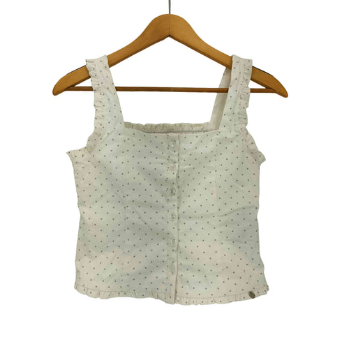 RONRON 25ss SQUARE NECK FRILL SLEEVELESS BLOUSE WHITE STAR レディース FREE