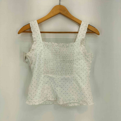 RONRON 25ss SQUARE NECK FRILL SLEEVELESS BLOUSE WHITE STAR レディース FREE