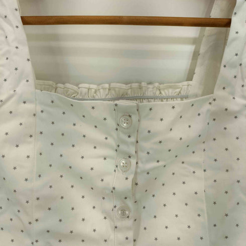 RONRON 25ss SQUARE NECK FRILL SLEEVELESS BLOUSE WHITE STAR レディース FREE