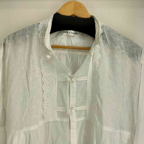 ビームスボーイ BEAMS BOY TORI-TO チャイナ ギャザー カットワークシャツ レディース