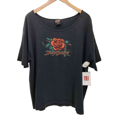 ハーレーダビッドソン HARLEY-DAVIDSON 90s USA製 薔薇/イーグル Tシャツ メンズ import:XL