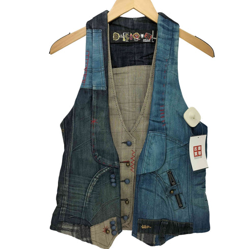 デシグアル Desigual パッチワークデニムベスト メンズ JPN:L