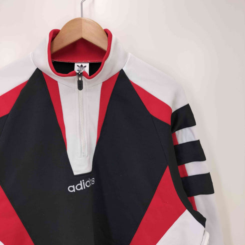アディダス adidas 90s デサント製 ハーフジップ スウェット メンズ JPN:M