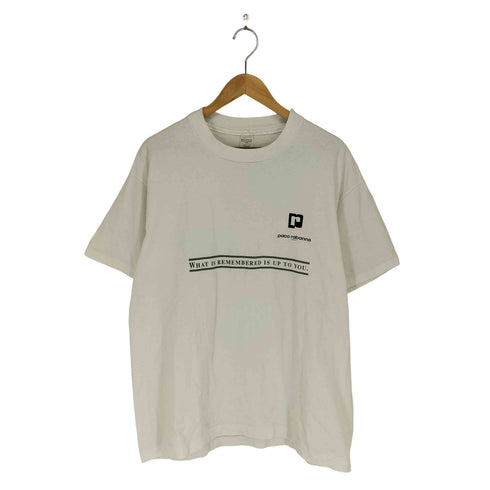パコラバンヌ Paco Rabanne USA製 袖裾シングル WHAT IS REMEMBERED IS UP TO YOU プリントTシャツ メンズ