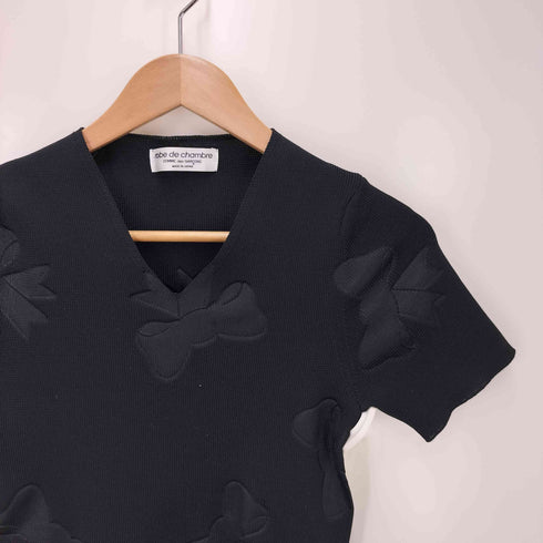 ローブドシャンブルコムデギャルソン robe de chambre COMME des GARCONS AD 2001 リボンデザイン 半袖ニット レディース