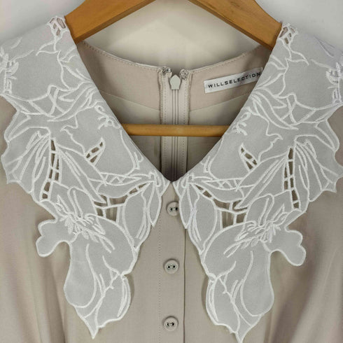 ウィルセレクション WILLSELECTION 25SS タックウエストレース襟ワンピース レディース FREE
