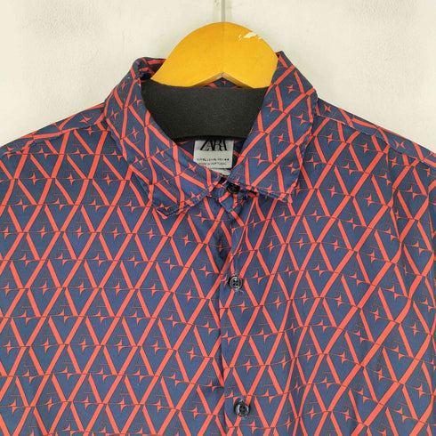 ザラ ZARA 総柄 転写プリント S/S シャツ メンズ JPN:XL