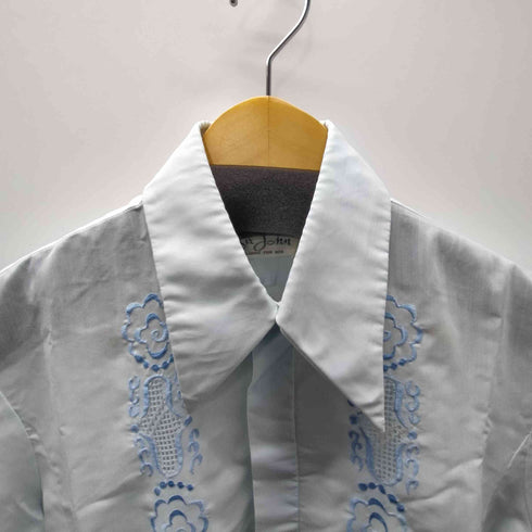 Sin john デカ襟 襟芯 刺繍ライン シアー S/S シャツ メンズ