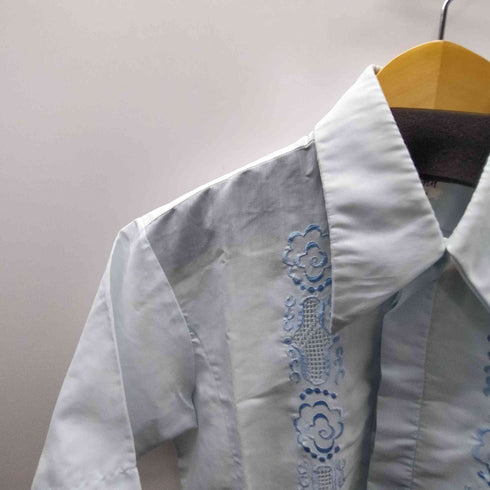 Sin john デカ襟 襟芯 刺繍ライン シアー S/S シャツ メンズ