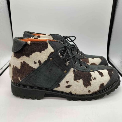 CLONI ハラコ カウ 総柄 レザー トレッキング ブーツ vibramソール メンズ