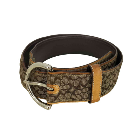 コーチ COACH ミニシグネチャー柄 レザー ベルト レディース MEDIUM