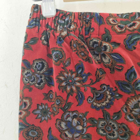 ベロア 花柄パンツ レディース LL