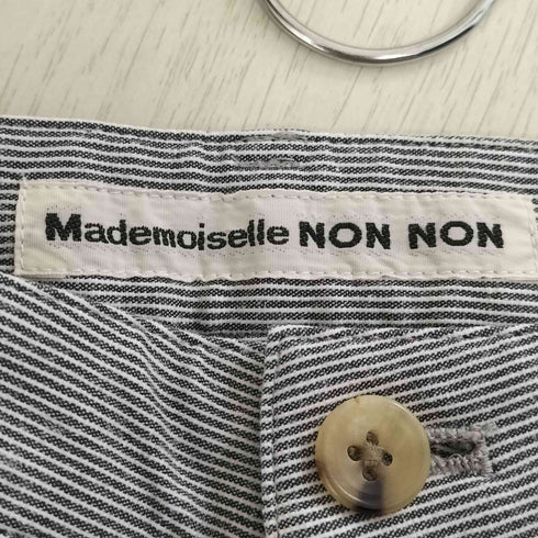 マドモアゼルノンノン mademoiselle NON NON リネン混 ストライプ ストレートパンツ レディース JPN:36