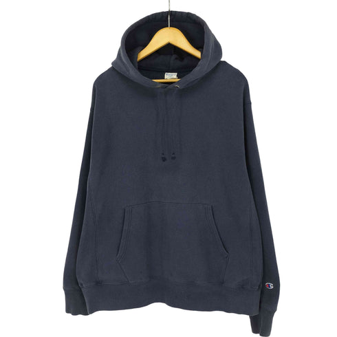 チャンピオン Champion 青単復刻 REVERSE WEAVE 目なし ナス紺 プルオーバー パーカー メンズ import:L