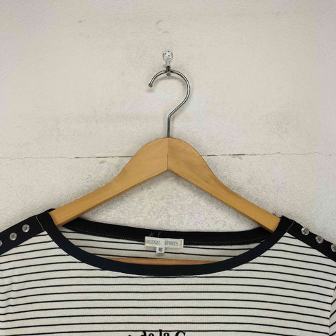 バレンザポースポーツ VALENZA PO SPORTS Y2K エンブレム ボーダーTシャツ レディース JPN:40