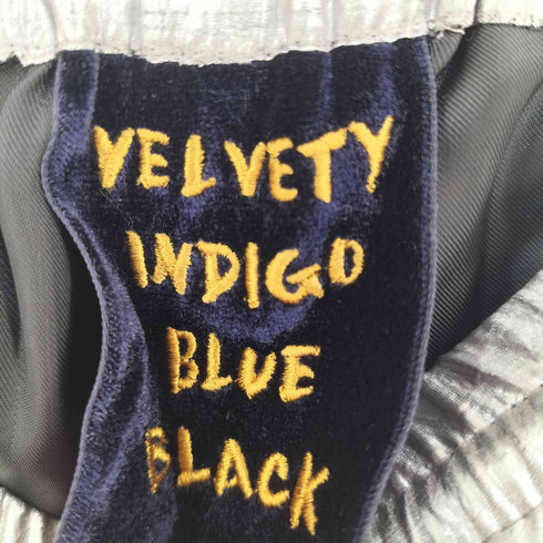 Velvety Indigo Blue Black サイドスリット ガンメタリック イージーパンツ レディース F
