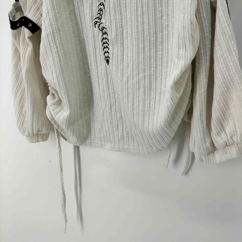 Y2K グラフィック刺繍 オフショルダー ボンテージ ニット レディース