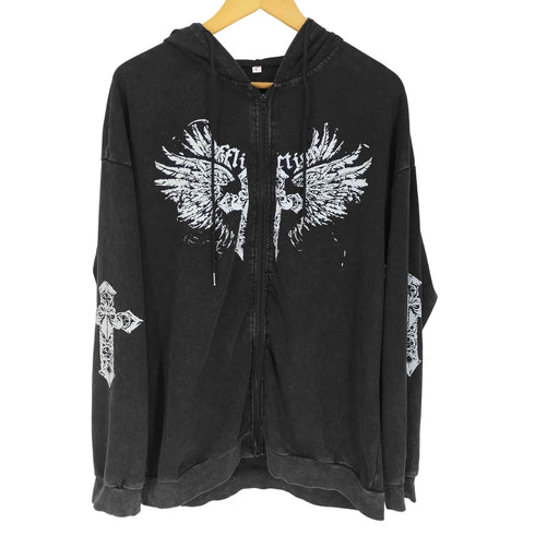 Affliction ロゴプリント フェード ジップアップパーカー Y2K メンズ import:L