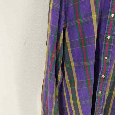 ポロバイラルフローレン Polo by RALPH LAUREN 90S シンガポール製 チェックボタンダウンシャツ メンズ L