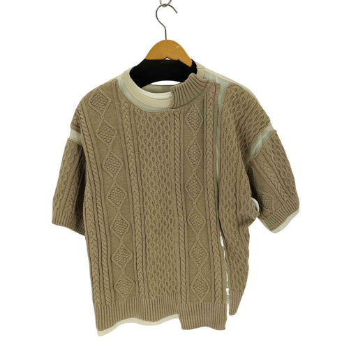 メゾンミハラヤスヒロ Maison MIHARA YASUHIRO 20-21AW シアー切替 S/S ケーブルニット レディース 36
