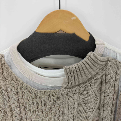 メゾンミハラヤスヒロ Maison MIHARA YASUHIRO 20-21AW シアー切替 S/S ケーブルニット レディース 36