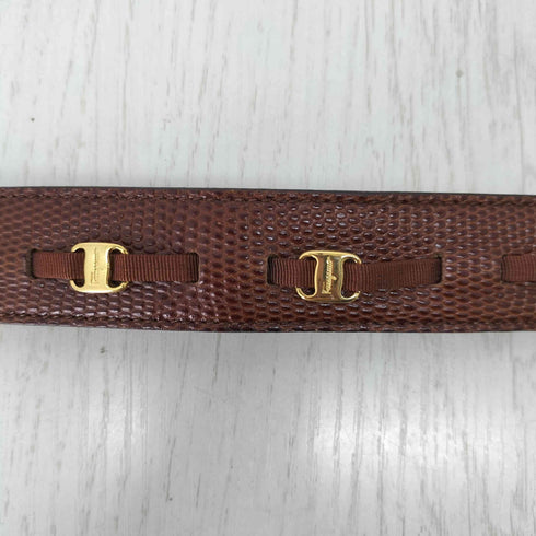 サルヴァトーレフェラガモ Salvatore Ferragamo リザード型押し レザーベルト レディース
