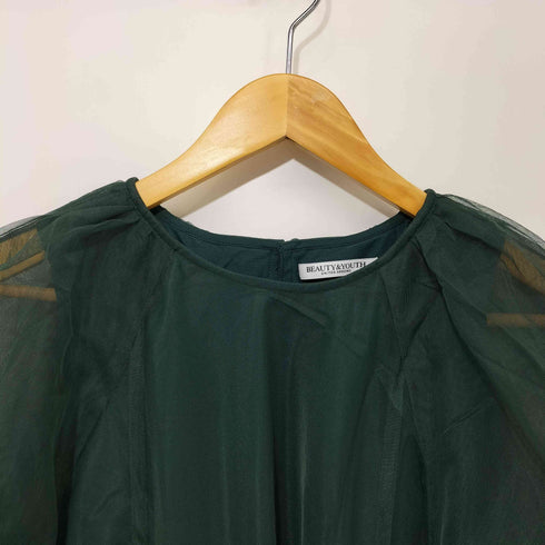 ビューティーアンドユースユナイテッドアローズ BEAUTY & YOUTH UNITED ARROWS チュール レイヤード 5分袖プルオーバー ウォッシャブル レディース