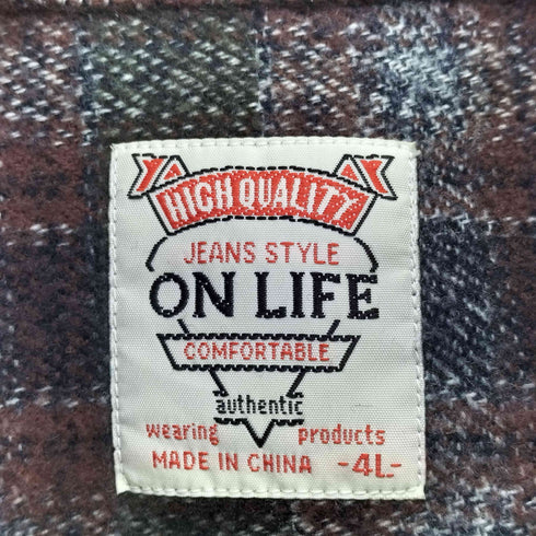 ON LIFE 両フラップ チェックシャツ ビッグサイズ メンズ 4L