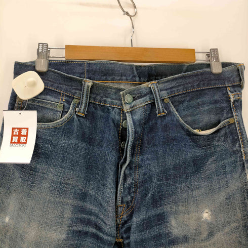 pure blue japan 正藍屋 Vステッチ ポケット裏 チェーンステッチ ボタンフライ インディゴ デニム パンツ メンズ 3