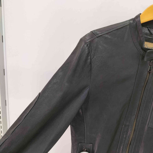 Crops 本革 シングルライダース ダブルジップ メンズ EUR:46