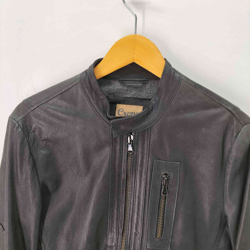 Crops 本革 シングルライダース ダブルジップ メンズ EUR:46