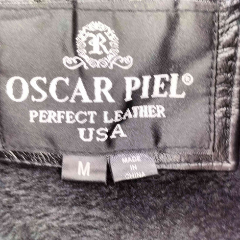 OSCAR PIEL 90s USA製 バックワッペン刺繍 比翼ジップ ボアライナー付き リアルレザージャケット メンズ import:M